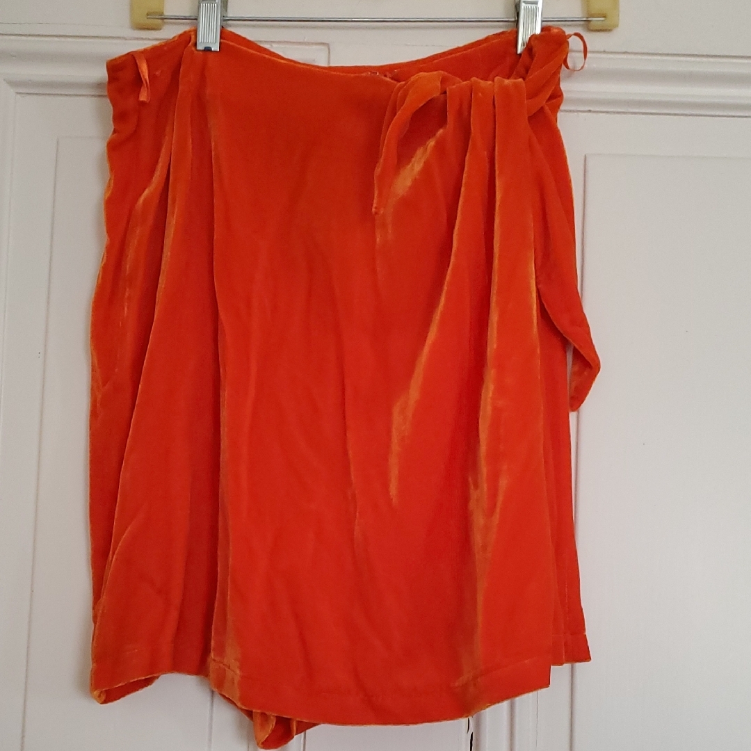 Vibrant Orange Velvet Skort
